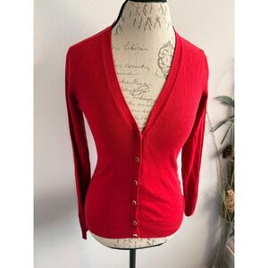 7th‎ Avenue Red Cardigan Sweater Women's XS Design Studio Button Down